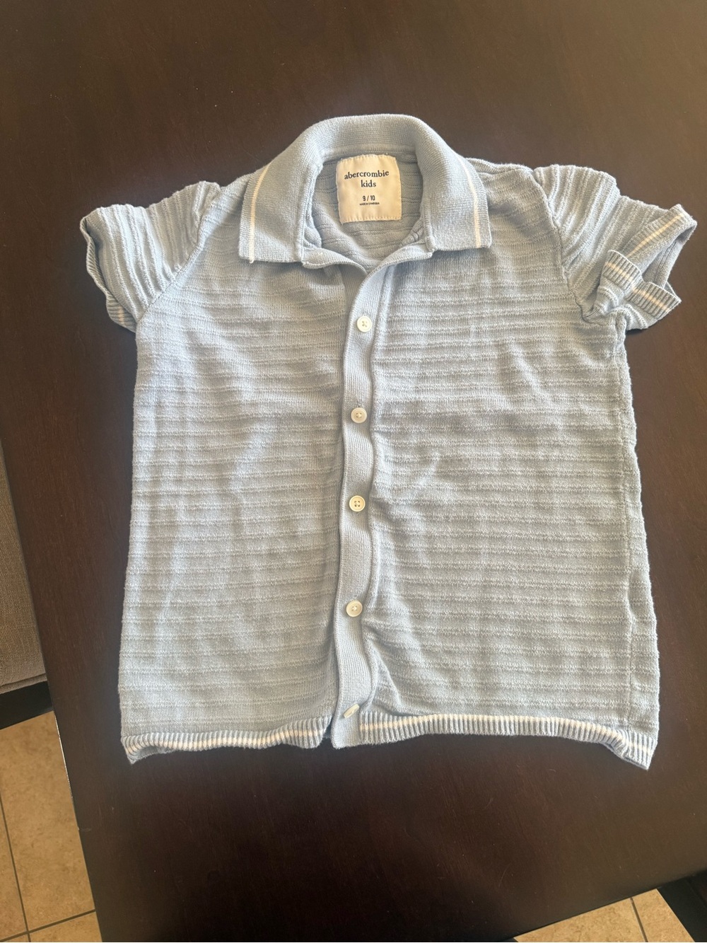 abercrombie kids light blue knit button-up polo